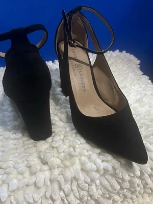 Heels Chinese Laundry Black 8.5 Micro Suede Ankle Strap - Image 1 of 4