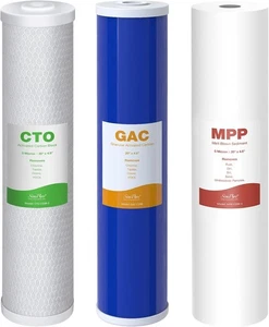 Cartuchos de filtro de agua de carbono SimPure 5 micras 20"x4,5" sedimentos GAC CTO MPP - Imagen 1 de 9
