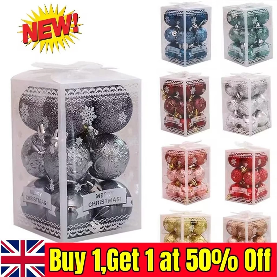 12PCS Large Christmas Decor Baubles Tree Xmas Balls Party Wedding Ornament UK - Image 1 of 4