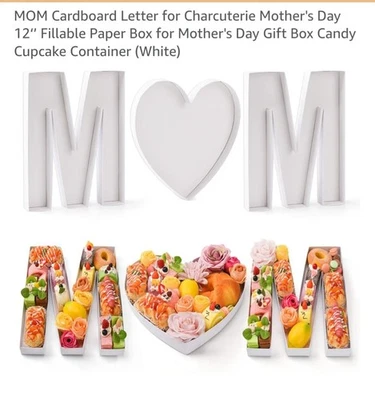 Caja de regalo rellenable en forma de carta del día de la madre caja de flores de cartón vacía blanca Foto 1 de 3