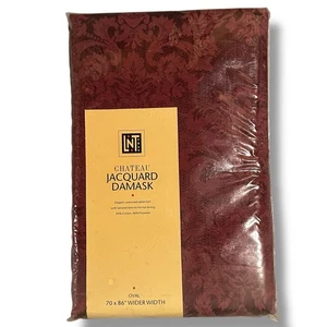 NEW Chateau Jacquard Damask Oval Tablecloth 70x86 Burgundy • Linens n Things - Picture 1 of 5