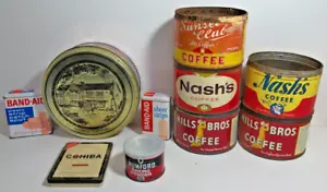 Lote de 10 latas/latas publicitarias de metal de colección latas de café cigarro curita Nash's - Imagen 1 de 6