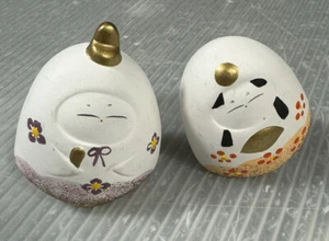 Japanese 2” White Daruma Doll LOT/2 - Picture 1 of 9