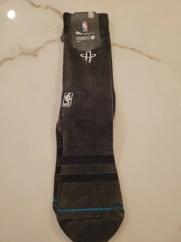 STANCE NBA Houston Rockets Blacktop Black White Crew Socks Mens M 6-8.5 Cover