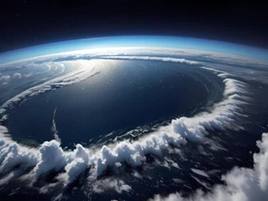 Alien Water World Strange Cloud Formations from Space Planet Poster Art Print - Picture 1 of 2