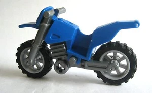 LEGO Blue Motorcycle Dirtbike Vehicle Minifigures Silver Frame Gray Wheels NEW - Picture 1 of 3