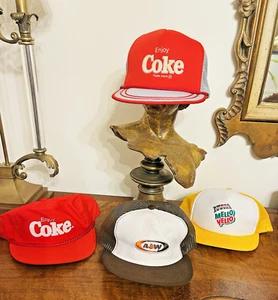 LOT 4 Vintage Coca Cola Coke Mello-Yello A&W Trucker Cap Snapback Hats New Old - Picture 1 of 7