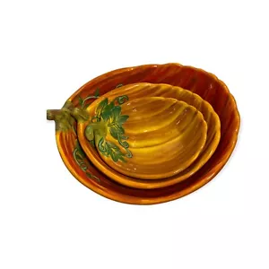 Nesting Bowls Of 3 Home & Garden Party Stoneware Collection Fall Orange Pumpkin - Picture 1 of 11