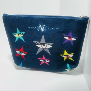 KVD Kat Von D Makeup Bag NEW Blue Star Canvas Cosmetics Toiletry Pouch Beauty - Picture 1 of 3