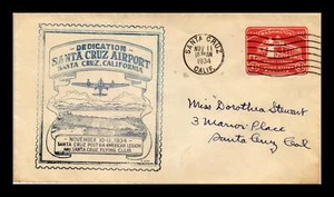 US COVER SANTA CRUZ CALIFORNIA AIRPORT DEDICATION AIR MAIL - Picture 1 of 2
