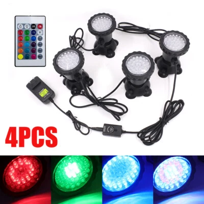 4x Faretto LED subacqueo laghetto giardino illuminazione piscina IP68 con telecomando - Immagine 1 di 4