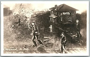SHERIFF SHOOTING CLAREMONT S.D. ANTIQUE CARTOON REAL PHOTO POSTCARD RPPC - Bild 1 von 2