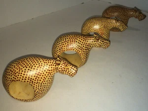Konvolut 4 Holztiere Gepard ? Serviettenhalter geschnitzt - Bild 1 von 10
