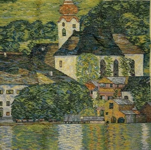 Gustav Klimt CHURCH IN UNTERACH ON ATTERSEE Needlepoint Tramme Kit 23.75"x23.25" - Picture 1 of 5