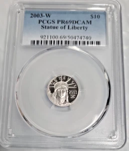 2003-W American Eagle Statue of Liberty $10 Platinum PCGS PR69 S54 - Picture 1 of 4