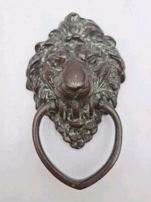 Antique/Vintage Brass Lion Head W/Ring Drawer Cabinet Door Chest Pull Hardware  - Image 1 of 4
