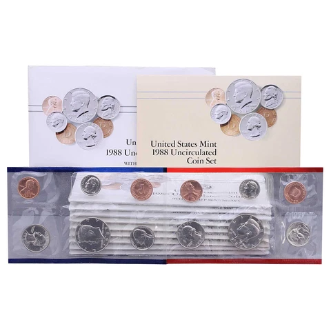 1988 Mint Set 10 Pack Original Envelopes 100 US Coin Lot Cover