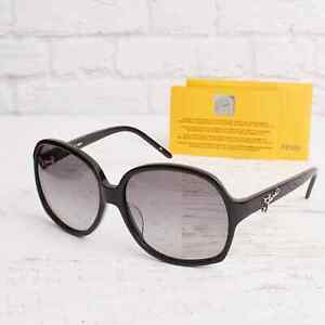 NEW Fendi Authentic Sunglasses Women Black Square Frames Gradient Lens Gray UV 