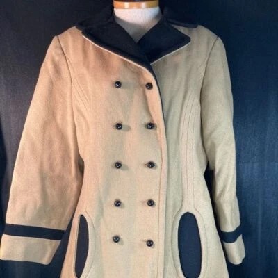 Abrigo de lana vintage años 50 2 tonos talla M 42” pecho. Graff Commuter un pequeño agujero Foto 1 de 4