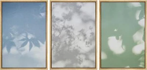 Wall26 Botanical Shadow Modern Wall Art Minimal Framed Canvas Print Set of 3 - Picture 1 of 7
