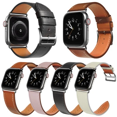 Genuine Leather Band for Apple Watch Series 6 5 4 3 2 1 38mm 40mm 42mm 44mm SE - Image 1 of 4