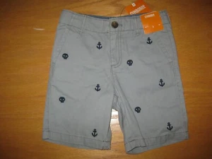 NWT Gymboree Shipmates Size 5 Gray Anchor Skull Shorts - Picture 1 of 1