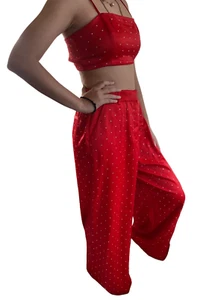 House Of Harlow NWT Crop Top + Baggy Pants Set Outfit Spacecore AvantGarde Red M - Picture 1 of 8