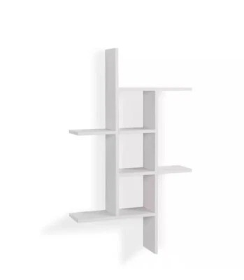 Estante de Pared Blanco Asimétrico Voladizo Knick Knack Display Horizontal/Vertical Foto 1 de 4