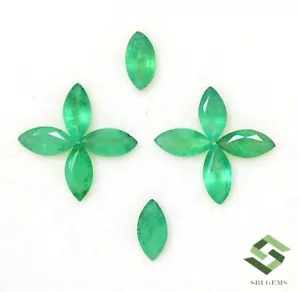 6x3 mm Natural Emerald Marquise Cut Lot 10 Pcs 2.01 CTS Faceted Loose Gemstones - Picture 1 of 7