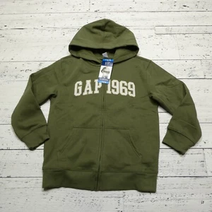 Gap Kids Hoodie Youth Large (10/12) Green Full Zip Fleece Hooded Sweatshirt NWT - Picture 1 of 7