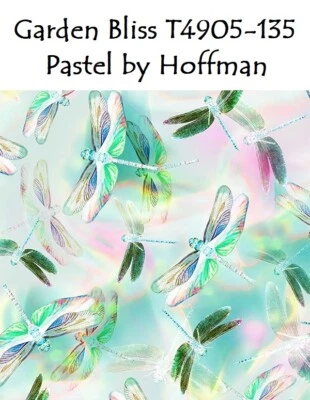 Garden Bliss Dragonfly Dream Cotton Quilt fabric BTY Hoffman T4905-135 Pastel - Image 1 of 4