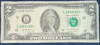 Rare Two Dollar Bill Star Note 2017 Federal Reserve $2 United States Low Serial - Image 1 of 2