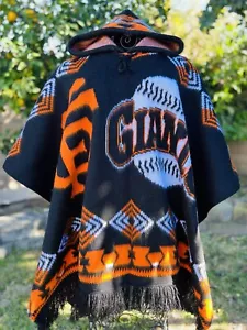 San Francisco Giants Alpaca Wool blend Poncho, Unisex Hooded Made In Ecuador. - Picture 1 of 5