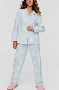 BNWT Peter Alexander Blue Bunny Cosy Flannelette 2 Piece PJ SET Size M Ladies - Picture 1 of 7