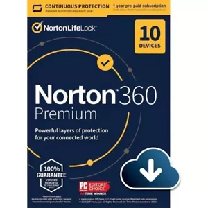 Norton Security 360 Premium 2025 - 2026 Antivirus 10 Devices 1 Year PC MAC iOS - Picture 1 of 12
