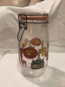 Vintage Ballen Draht Frankreich Glas 1,5 L Kanister Dose Butterdose Holz Ofen Stuhl - Bild 1 von 1