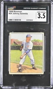 1950 Bowman #24 Johnny Schmitz Chicago Cubs – Low # Series - CGC 3.5 VG+ - Picture 1 of 2
