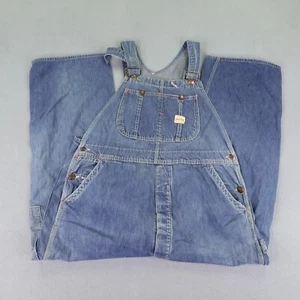 Vintage Pay Day Overalls Mens 38 Blue Denim Pennys Sanforized Jean Bib Carpenter - Picture 1 of 16