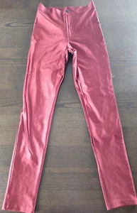 American Apparel Women's Stretch Disco Shiny Burgundy Skinny Pants Size S - Imagen 1 de 11