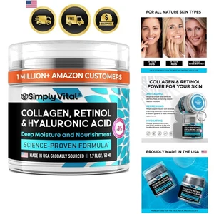 Kollagen Retinol Hyaluronsäure Gesichtscreme Feuchtigkeitscreme zur Hautstraffung - Bild 1 von 11