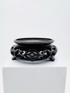Chinese carved wood vase stand, bowl base - Bild 1 von 5