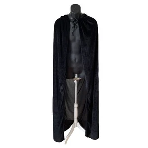 Black Velvet 57” Cape with Hood for Hooded Cloak for Adult Women & Men - Picture 1 of 7