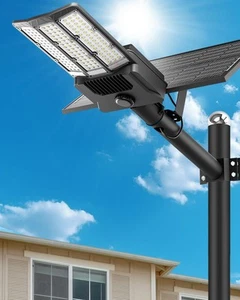 8000W Solar Street Lights Outdoor,Commercial Parking Lot Lights Dusk to Dawn ... - Picture 1 of 7