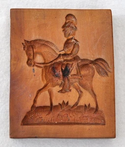 Antikes Springerle Spekulatius Holzmodel mit Reiter Kirschbaumholz 19. Jh. - Bild 1 von 3