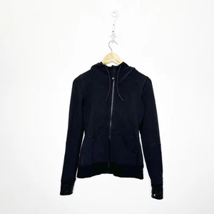 LULULEMON Voyage Hoodie Black hooded terry SWEATSHIRT womens 2 4 - Picture 1 of 4