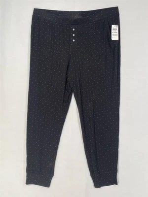 Alfani Womens Pajama Pants Womens X-Large Stretch Black Heart Print - Image 1 of 4