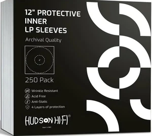 Hudson HiFi Antistatische Vinyl Schallplatte 250 innen, transparent mit weißem Papier NEU - Bild 1 von 5