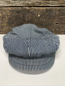 Sombrero de tren vintage New York Hat Co. a rayas de nogal americano conductores 🔥 - Imagen 1 de 10