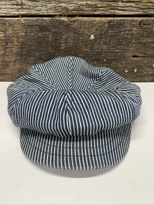 Sombrero de tren vintage New York Hat Co. a rayas de nogal americano conductores 🔥 Foto 1 de 4