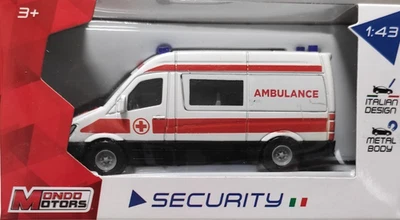 MONDO MOTORS SECURITY  1:43 DIE CAST AMBULANZA  AMBULANCE   ART  54054 - Immagine 1 di 2
